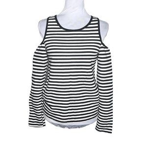 NWT Love Culture Long Sleeves Cold Shoulder Stripe Top M